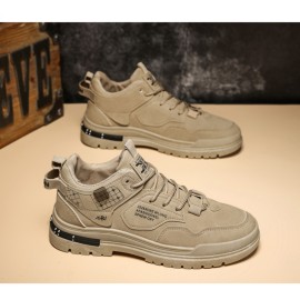 Mid-Top Sneakers PVC Upper - Shoes - Lace-Up Round Toe Casual Student Shoes Suitable for, Office & Casual Attire - Sole & Fabric, Women Shoes