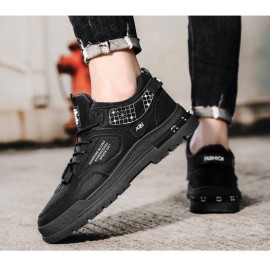 Mid-Top Sneakers PVC Upper - Shoes - Lace-Up Round Toe Casual Student Shoes Suitable for, Office & Casual Attire - Sole & Fabric, Women Shoes