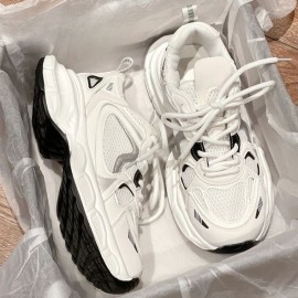 Ladies Lightweight Mesh Dad Shoes New Fashion Versatile Thick-Soled Breathable Casual Sports Sneakers, Women Shoes