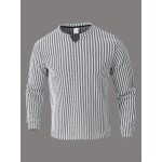Men's Fashion Casual Long Sleeve Henley Shirt | Premium Houndstooth Jacquard Henley Collar T-Shirt | Notched V-Neck Design | Loose-Fit Comfortable Henley Tee | Essential Golf Wear | Breathable, Warm, and Skin-Friendly | for Indoor Gatherings and
