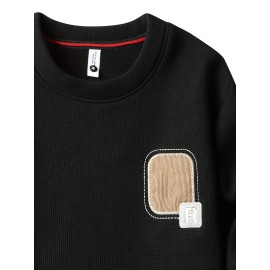 Men'S Thick Fleece-Like Warm Pullover Sweater - Winter Warmth Loose Fit Round Neck Sweater with Ribbed Cuffs & Hem, Solid Casual Knit Sweater for Men, Cozy Layering Top for Fall and Winter, Durable Base Layer (No Visible Seams)