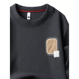 Men'S Thick Fleece-Like Warm Pullover Sweater - Winter Warmth Loose Fit Round Neck Sweater with Ribbed Cuffs & Hem, Solid Casual Knit Sweater for Men, Cozy Layering Top for Fall and Winter, Durable Base Layer (No Visible Seams)