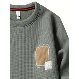 Men'S Thick Fleece-Like Warm Pullover Sweater - Winter Warmth Loose Fit Round Neck Sweater with Ribbed Cuffs & Hem, Solid Casual Knit Sweater for Men, Cozy Layering Top for Fall and Winter, Durable Base Layer (No Visible Seams)