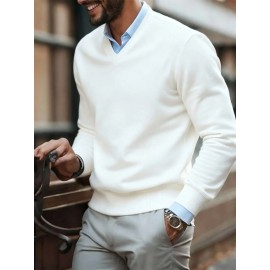 Single-Pack Men's V-Neck Sweater - Casual V-Neck Knit Sweater for Men, Classic Business Style, Ultra-Soft Premium Knit Fabric, Suitable for Workplace and Everyday Fashion Casual Wear