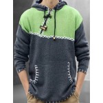 Men's Fashion Color Block Long Sleeve Hippie Hoodie Sweater Autumn Winter  Pullover Sweater