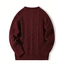 New Autumn-Winter Men's Casual Commuter Solid Color Crew Neck Knit Pullover