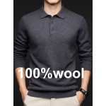 100% Thickened Sweater Commuting Turn- Collar Solid Color Warm High-End Sweater Men's Inner Wear