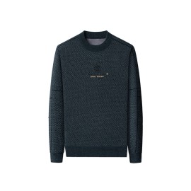 1pc Men's Winter Fall -Lined Thickened Sweatshirt - Printed Crew Neck Warm Knitwear Casual Base Layer Sweater for Daily Wear, Outdoor Errands & Family Gatherings