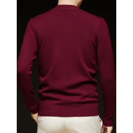 Men'S Casual Pullover Long-Sleeve Sweater for Spring And Autumn, Made of Velvet Blend, Versatile Solid Color, Featuring a Easy High-Neck Design, Knit