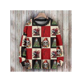 Men's Cardigan Sweater Christmas Crew Neck Sweatshirt Casual Funny Santa Men's 3d Digital Print Couple Clothing Plus Size Winter Classic Style Business Layering, Gym, & Outdoor
