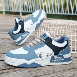 [sneakers] Men'S Large Size Fashionable Thick-Soled Shoes Featuring a Color Block Design with Wave Patterns, Lace-Up Style, Slip-Resistant And Durable, Comfortable for Long Wear, Suitable for Outdoor Campus Walks, Street Jogging, Travel