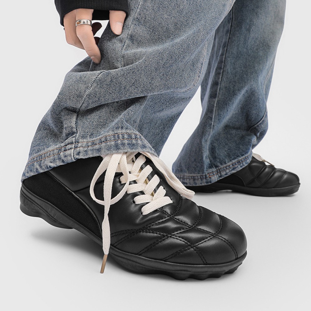 Spring Edition Light Luxury Chinese Trendy Niche Lace-Up Platform Sneakers | INS-Style with Hong Kong Vibes, Versatile Breathable Low-Top, All-Season Casual Men'S Shoes, Height-Increasing, Slip-Resistant, Durable, Upper, Rubber Sole