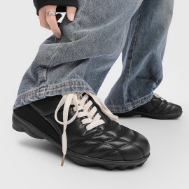 Spring Edition Light Luxury Chinese Trendy Niche Lace-Up Platform Sneakers | INS-Style with Hong Kong Vibes, Versatile Breathable Low-Top, All-Season Casual Men'S Shoes, Height-Increasing, Slip-Resistant, Durable, Upper, Rubber Sole