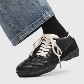 Spring Edition Light Luxury Chinese Trendy Niche Lace-Up Platform Sneakers | INS-Style with Hong Kong Vibes, Versatile Breathable Low-Top, All-Season Casual Men'S Shoes, Height-Increasing, Slip-Resistant, Durable, Upper, Rubber Sole