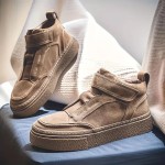 Men'S High-Top Skateboarding Sneakers - Breathable Non-Slip Lace-Up & Strap Closure, Brown Gradient Design with Arch Support & Cushioned PVC Sole, Durable All-Terrain Traction for Skateboarding, Outdoor Sports & Casual Wear - Stylish Skate Shoes for