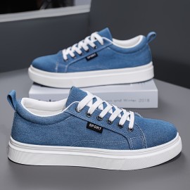 Trendy And Versatile Large-Size Men'S Skate Shoes, Casual Sneakers for Students, Low-Top Canvas sneakers, Fashionable Outdoor Footwear Available in Black And Blue for All Seasons: Spring, Summer, Autumn, And Winter