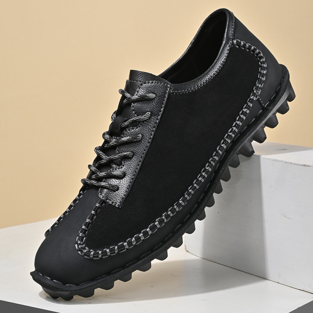 Men's & Unisex Vintage Lace-Up Low-Top Driving Shoes - Upper & PVC Sole Soft Sole Casual Sneakers, Low-Top Oxfords for Car, Office, Semi-Formal Wear - Comfortable Retro Shoes Suitable for Men &
