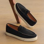 Men's & Unisex Low-Top Loafers - Slip-On/Lace-Up Anti-Slip Sneakers with PVC Sole, Cushioned for Summer - Casual & Smart-Casual Shoes Suitable for Office, Semi-Formal Wear