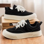 Men's - Low-Top Sneakers - Upper & PVC Sole Skate-Ready Casual Sports Shoes Suitable for Spring/Autumn Wear, Skateboarding, Gym, Outdoor - Solid Color Round-Toe (Men's Fashion)