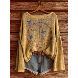 Plus Size, Women's 1970s Bohemian Topwear Vintage Round Neck Topwear with Multi-Color Floral Print (Pink/Yellow/Blue/Green/Brown/White/Black) | Machine Washable All-Season Layering Piece for Casual & Dressy Outfits