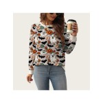 Plus Size - A/W New Ghost Pumpkin Sweater | Halloween Plus Size, Crew Neck, Elegant Style, Slight Stretch Fabric