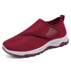 Spring Mesh Breathable Casual Middle-aged and Elderly Single Shoes Women | Low Top, Fabric Upper, Hook-and-loop Closure, Plain Toe, Solid Color, Superfine Fiber Inner, Rubber Insole, Sole, Women Shoes, Sneakers