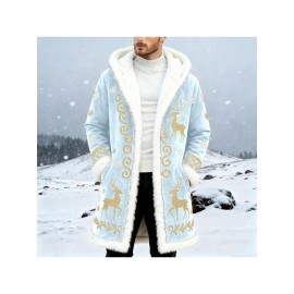 Christmas Cardigan for Men Casual Cozy Winter Front Print Edge Soft Back Cozy Cape Style wear with No Fasteners Warm Confortable Mens Cardigans, Holiday Fashion, Winter Wear, Relaxed Fit, Warm Material, Comfortable Texture, Festive Apparel, Open