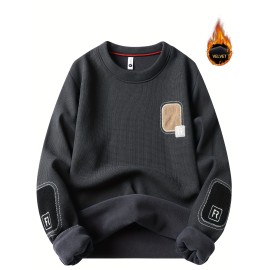 Men'S Thick Fleece-Like Warm Pullover Sweater - Winter Warmth Loose Fit Round Neck Sweater with Ribbed Cuffs & Hem, Solid Casual Knit Sweater for Men, Cozy Layering Top for Fall and Winter, Durable Base Layer (No Visible Seams)