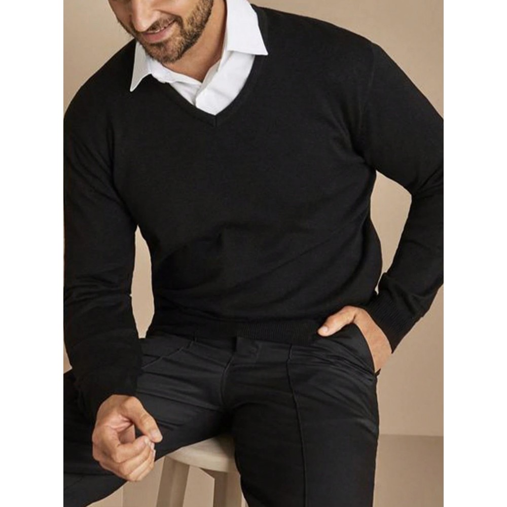 Single-Pack Men's V-Neck Sweater - Casual V-Neck Knit Sweater for Men, Classic Business Style, Ultra-Soft Premium Knit Fabric, Suitable for Workplace and Everyday Fashion Casual Wear